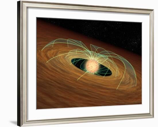 This Artist's Concept Shows a Dusty Planet-Forming Disk in Orbit Around a Whirling Young Star-Stocktrek Images-Framed Photographic Print