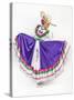 This Charming Dancer is Wearing a Picturesque Dress Used in the State of Aguascalientes in Mexico.-Leon Rafael-Stretched Canvas