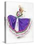 This Charming Dancer is Wearing a Picturesque Dress Used in the State of Aguascalientes in Mexico.-Leon Rafael-Stretched Canvas