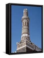 This Finely Decorated Brick Minaret Is a Part of Shibam's Most Impressive Mosque, Yemen-Nigel Pavitt-Framed Stretched Canvas