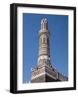 This Finely Decorated Brick Minaret Is a Part of Shibam's Most Impressive Mosque, Yemen-Nigel Pavitt-Framed Photographic Print