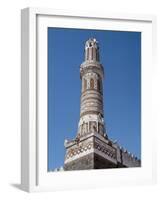 This Finely Decorated Brick Minaret Is a Part of Shibam's Most Impressive Mosque, Yemen-Nigel Pavitt-Framed Photographic Print