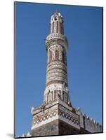This Finely Decorated Brick Minaret Is a Part of Shibam's Most Impressive Mosque, Yemen-Nigel Pavitt-Mounted Photographic Print