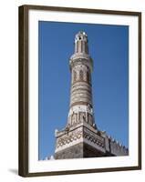 This Finely Decorated Brick Minaret Is a Part of Shibam's Most Impressive Mosque, Yemen-Nigel Pavitt-Framed Photographic Print