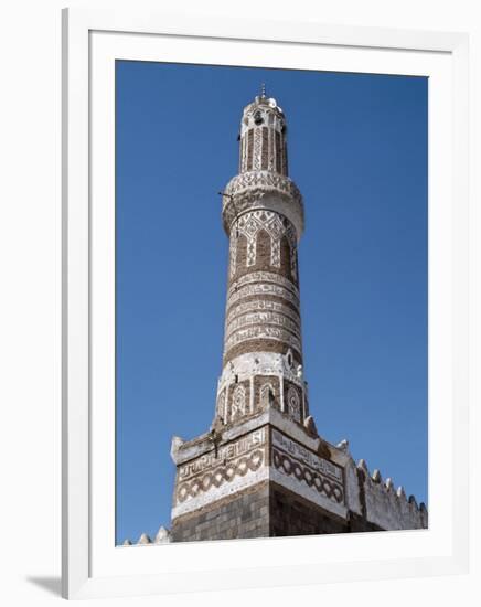 This Finely Decorated Brick Minaret Is a Part of Shibam's Most Impressive Mosque, Yemen-Nigel Pavitt-Framed Photographic Print