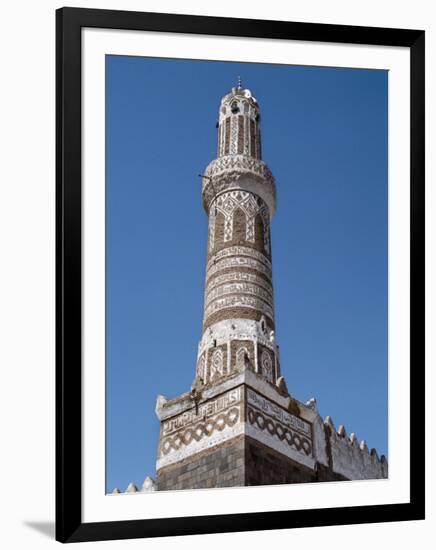 This Finely Decorated Brick Minaret Is a Part of Shibam's Most Impressive Mosque, Yemen-Nigel Pavitt-Framed Photographic Print