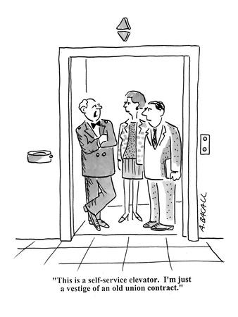 This is a self-service elevator. I'm just a vestige of an old union contr… This is a self-service elevator. I'm just a vestige of an old union contr…