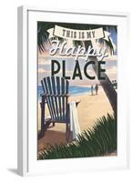 This is My Happy Place - Adirondack Chair and Sunset-Lantern Press-Framed Art Print