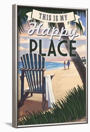 This is My Happy Place - Adirondack Chair and Sunset-Lantern Press-Framed Art Print