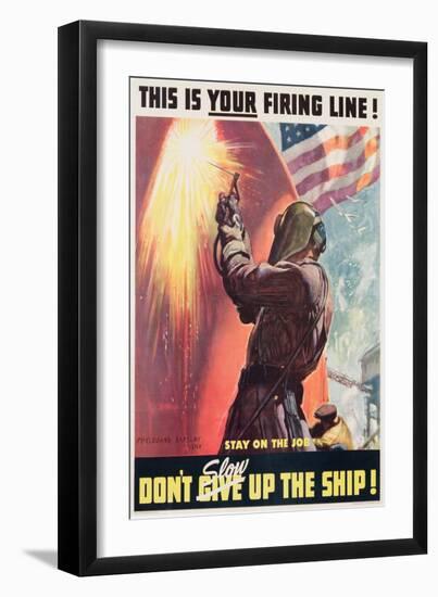 This Is Your Firing Line! Don't Slow Up the Ship!, Poster Designed by Mcclelland Barclay, C.1939-45-McClelland Barclay-Framed Giclee Print