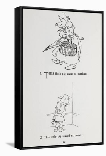 This Little Pig Went To Market - Nursery Rhyme-Arthur Rackham-Framed Stretched Canvas