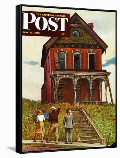 "This Old House," Saturday Evening Post Cover, May 18, 1946-John Falter-Framed Stretched Canvas