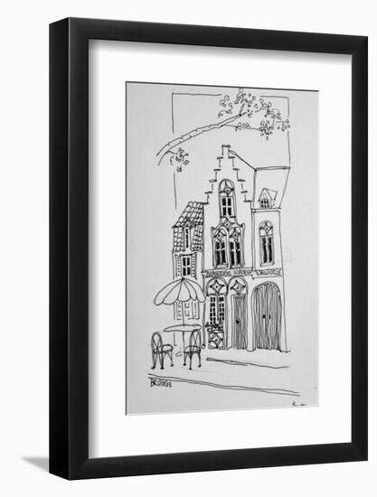 This street scene from beautiful, Bruges, Belgium is typical of Flemish architecture.-Richard Lawrence-Framed Photographic Print