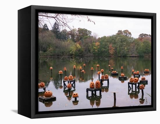 This Water Based Jack-O-Lantern Display in the Halloween Spectacular-Victoria Arocho-Framed Stretched Canvas