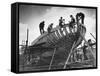 This Wooden Fishing Boat was Built by 60 People in 100 Days, WW2 Topsham Shipyard 1944-null-Framed Stretched Canvas