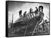 This Wooden Fishing Boat was Built by 60 People in 100 Days, WW2 Topsham Shipyard 1944-null-Framed Stretched Canvas