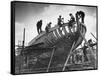 This Wooden Fishing Boat was Built by 60 People in 100 Days, WW2 Topsham Shipyard 1944-null-Framed Stretched Canvas