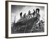 This Wooden Fishing Boat was Built by 60 People in 100 Days, WW2 Topsham Shipyard 1944-null-Framed Photographic Print