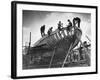 This Wooden Fishing Boat was Built by 60 People in 100 Days, WW2 Topsham Shipyard 1944-null-Framed Photographic Print