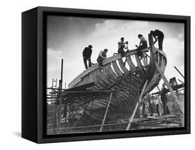 This Wooden Fishing Boat was Built by 60 People in 100 Days, WW2 Topsham Shipyard 1944-null-Framed Stretched Canvas