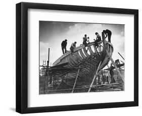 This Wooden Fishing Boat was Built by 60 People in 100 Days, WW2 Topsham Shipyard 1944-null-Framed Photographic Print