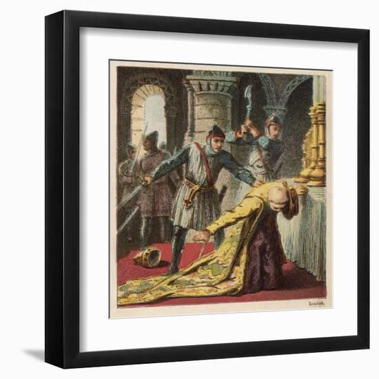 Thomas a Becket Archbishop of Canterbury is Murdered is His Own Cathedral by Knights-Joseph Kronheim-Framed Art Print