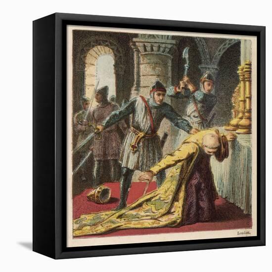 Thomas a Becket Archbishop of Canterbury is Murdered is His Own Cathedral by Knights-Joseph Kronheim-Framed Stretched Canvas