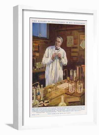 Thomas Alva Edison American Inventor in His Workshop at West Orange New Jersey-John Cameron-Framed Art Print