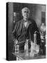 Thomas Alva Edison American Inventor on His 77th Birthday in His West Orange Laboratory-null-Stretched Canvas