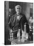 Thomas Alva Edison American Inventor on His 77th Birthday in His West Orange Laboratory-null-Stretched Canvas