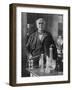 Thomas Alva Edison American Inventor on His 77th Birthday in His West Orange Laboratory-null-Framed Premium Photographic Print