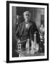 Thomas Alva Edison American Inventor on His 77th Birthday in His West Orange Laboratory-null-Framed Photographic Print