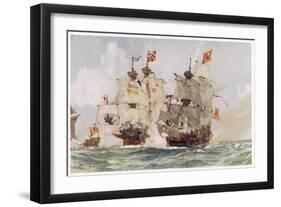 Thomas and Edward Howard are Sent by Henry VIII to Deal with the Scottish Captain Andrew Barton-Charles Dixon-Framed Art Print