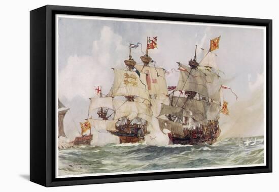 Thomas and Edward Howard are Sent by Henry VIII to Deal with the Scottish Captain Andrew Barton-Charles Dixon-Framed Stretched Canvas