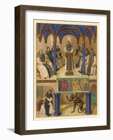 Thomas Aquinas Noted Theologian Depicted Instructing a Group of Clerics-Jean Fouquet-Framed Art Print