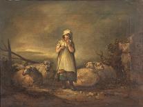 Gloucestershire Girl Keeping Sheep-Thomas Barker-Giclee Print