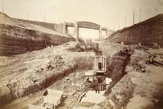 Latchford Viaduct, Showing Locks in Distance (Sepia Photo)-Thomas Birtles-Stretched Canvas