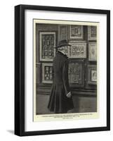 Thomas Carlyle Gazing at the Cromwell Family Miniatures at the Old Masters Exhibition-Eyre Crowe-Framed Giclee Print