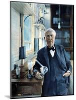 Thomas Edison (1847-1931). Photographed With His 'Edison Effect' Lamps in 1915-null-Mounted Photographic Print
