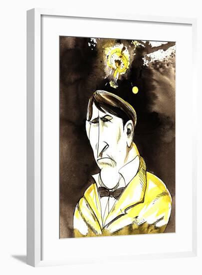 Thomas Edison - caricature of American inventor and physicist, 1847-1931-Neale Osborne-Framed Giclee Print