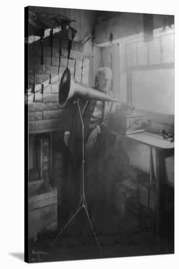 Thomas Edison Listening To The Phonograph-null-Stretched Canvas