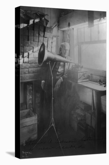 Thomas Edison Listening To The Phonograph-null-Stretched Canvas