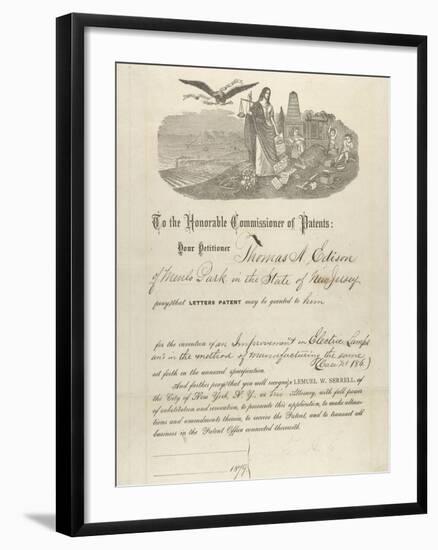 Thomas Edison's Patent Application-null-Framed Photographic Print