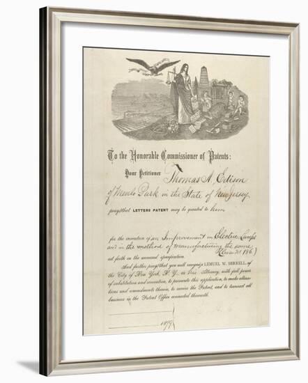 Thomas Edison's Patent Application-null-Framed Photographic Print
