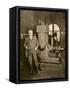 Thomas Edison with the Dynamo That Generated the First Commercial Electric Light, New York City-null-Framed Stretched Canvas