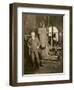 Thomas Edison with the Dynamo That Generated the First Commercial Electric Light, New York City-null-Framed Giclee Print