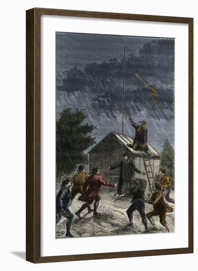 Thomas Francois Dalibard Testing His Sentry Box, or Lightning Rod, 1752-Stefano Bianchetti-Framed Giclee Print