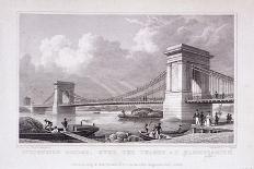 Hammersmith Bridge with Water Vessels on the River Thames, Hammersmith, London, 1828-Thomas Higham-Giclee Print