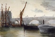 View of Boats Moored on the River Thames at Bankside, Southwark, London, C1830-Thomas Hollis-Mounted Giclee Print