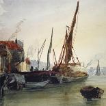 View of Boats Moored on the River Thames at Bankside, Southwark, London, C1830-Thomas Hollis-Mounted Giclee Print